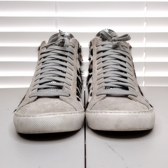 P448 John Y2K Calf Hair Leopard Side Zipper Lace Up High Top Sneakers Sz 6 - Picture 3 of 15